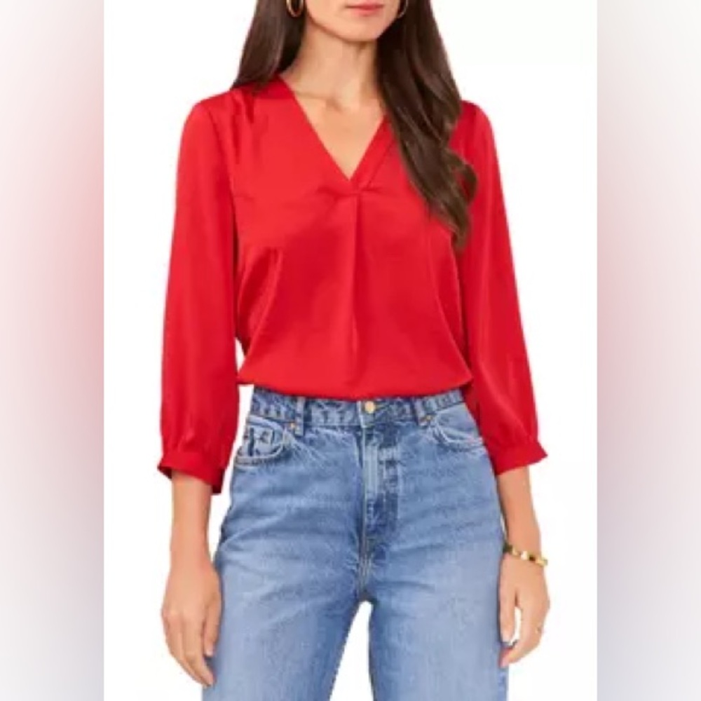 Vince Camito Blouson Sleeve V-Neck Blouse Size M